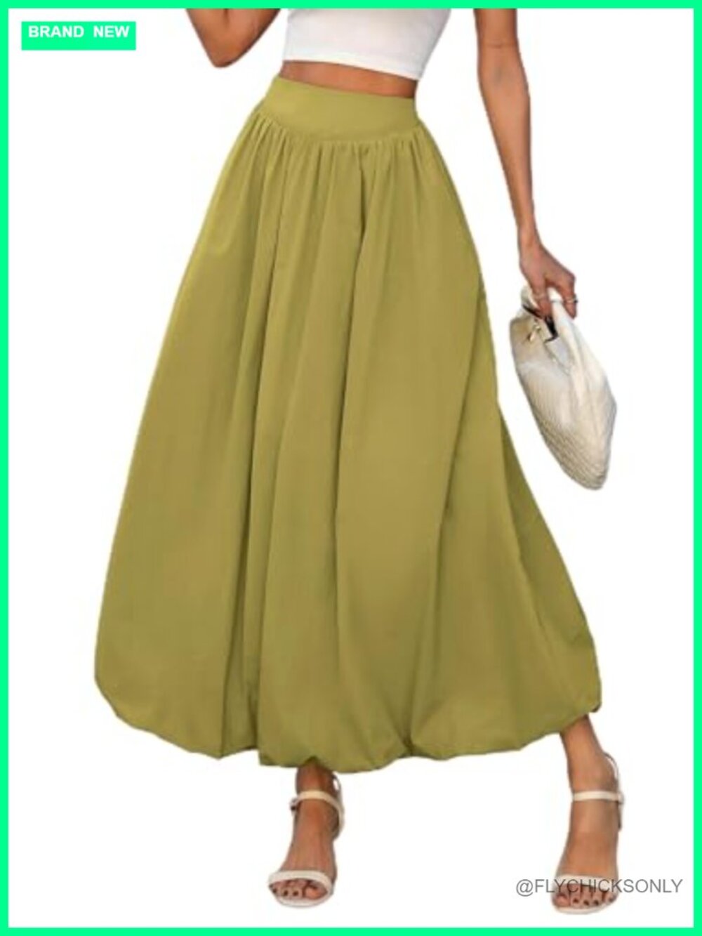 Bubble Skirt Balloon Drop Waist Maxi Long A Line Elastic High Waisted Puffy